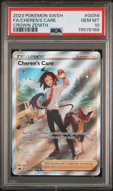 2023 Pokemon Sword and Shield Crown Zenith Full Art Cheren's Care #GG58 card image