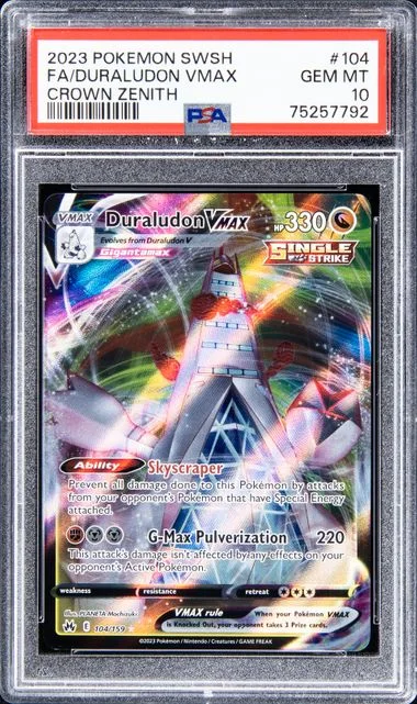 2023 Pokemon Sword and Shield Crown Zenith Full Art Duraludon VMAX #104 card image