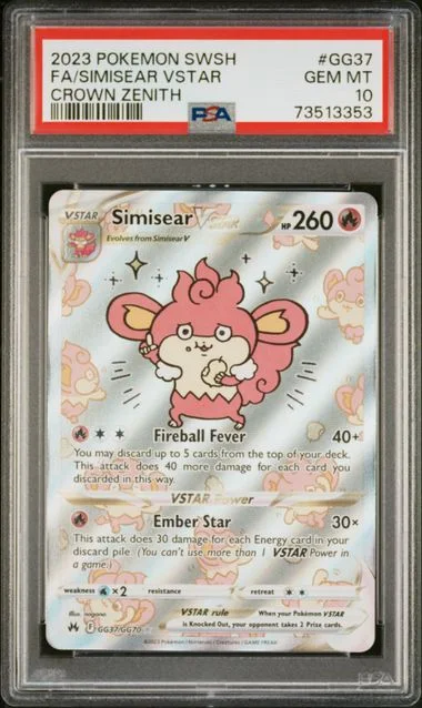 2023 Pokemon Sword And Shield Crown Zenith Full Art Simisear VSTAR #GG37 card image