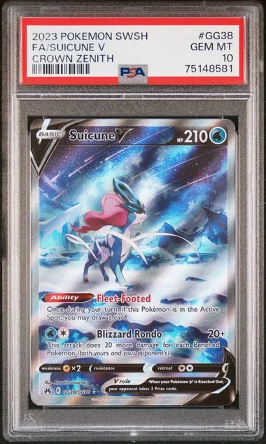 2023 Pokemon Sword And Shield Crown Zenith Full Art Suicune V #GG38 card image