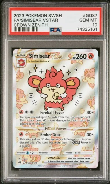 2023 Pokemon Sword and Shield Crown Zenith Full Art/Simisear Vstar #GG37 card image