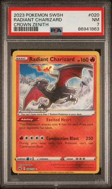 2023 Pokemon Sword and Shield Crown Zenith Radiant Charizard #020 card image