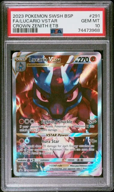 2023 Pokemon Sword & Shield Black Star Promo Crown Zenith Elite Trainer Box Full Art Lucario VSTAR #291 card image