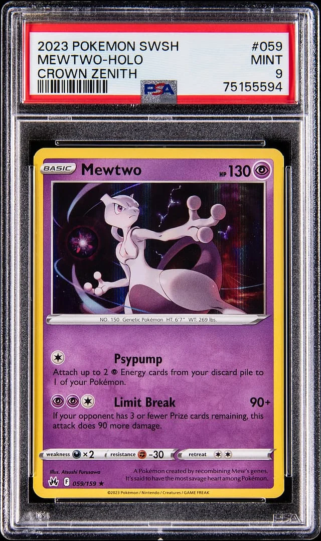 2023 Pokemon Sword & Shield Crown Zenith Holo Mewtwo #059 card image