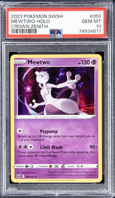 2023 Pokemon Sword & Shield Crown Zenith Rare Holofoil Mewtwo #059 card image