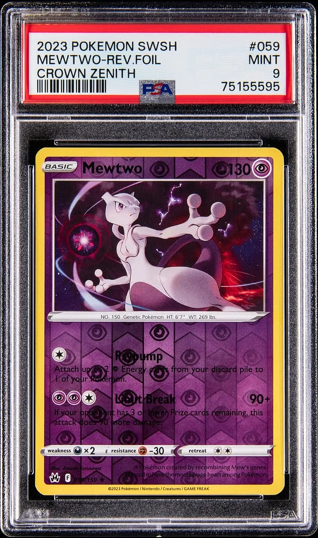 2023 Pokemon Sword & Shield Crown Zenith Reverse Holo Mewtwo #059 card image