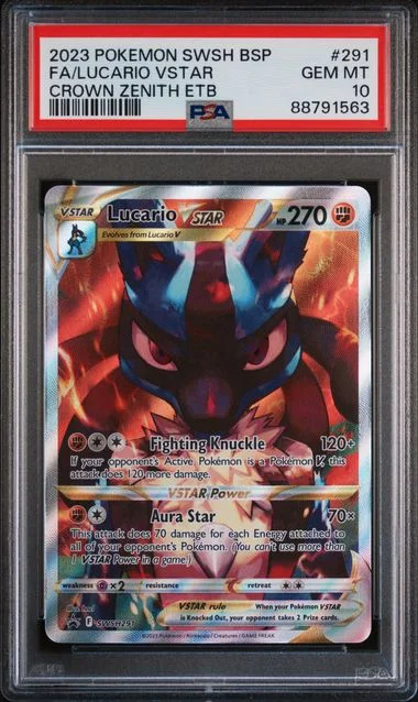 2023 Pokemon Swsh Black Star Promo Crown Zenith Elite Trainer Box Full Art/Lucario Vstar #291 card image