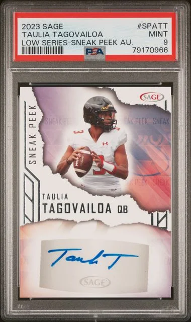 2023 Sage Low Series Sneak Peek Autographs Taulia Tagovailoa #SPATT card image