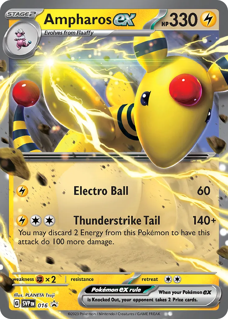 2023 Scarlet & Violet Black Star Promos Ampharos ex #016/215 card image