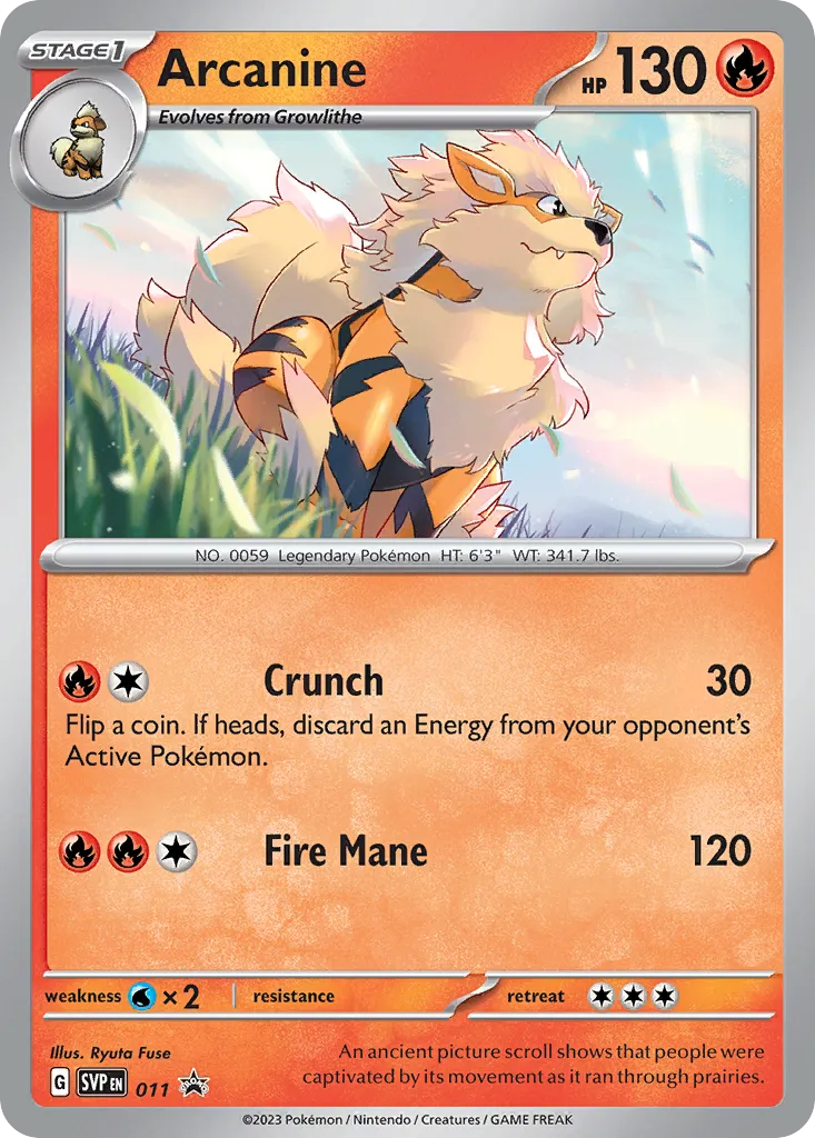 2023 Scarlet & Violet Black Star Promos Arcanine #011/215 card image