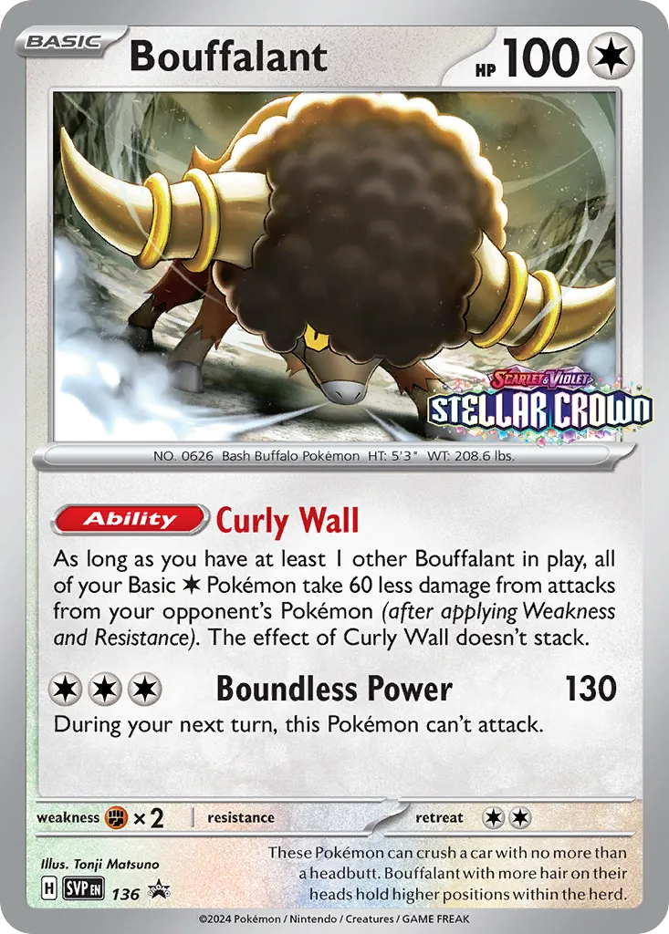 2023 Scarlet & Violet Black Star Promos Bouffalant #136/215 card image