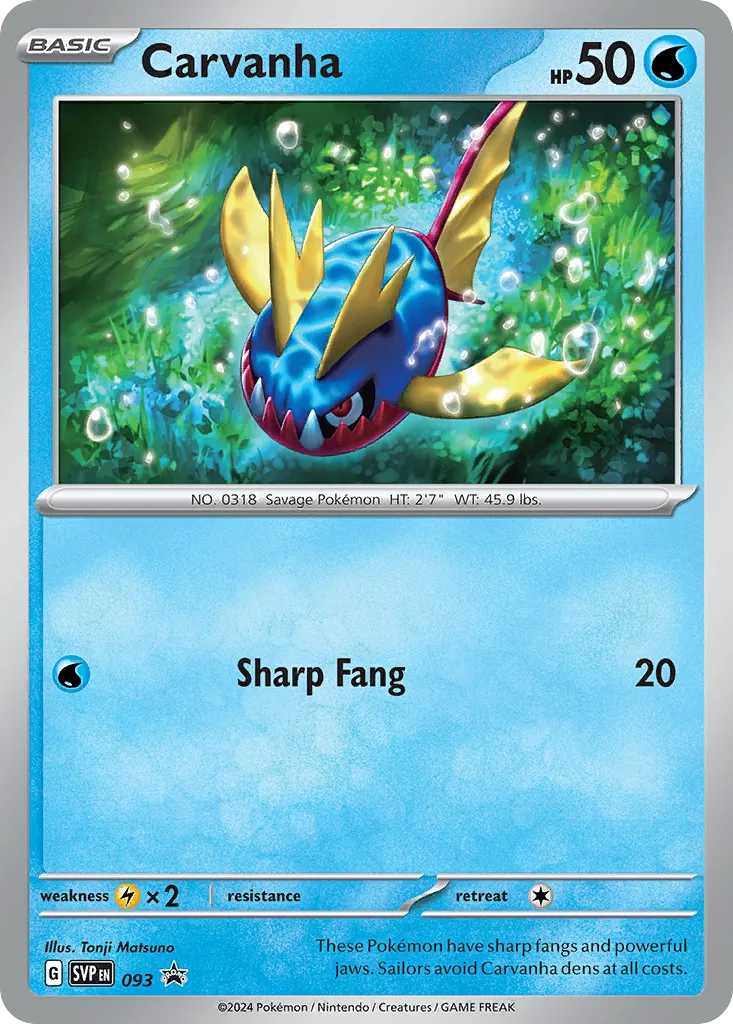 2023 Scarlet & Violet Black Star Promos Carvanha #093/215 card image