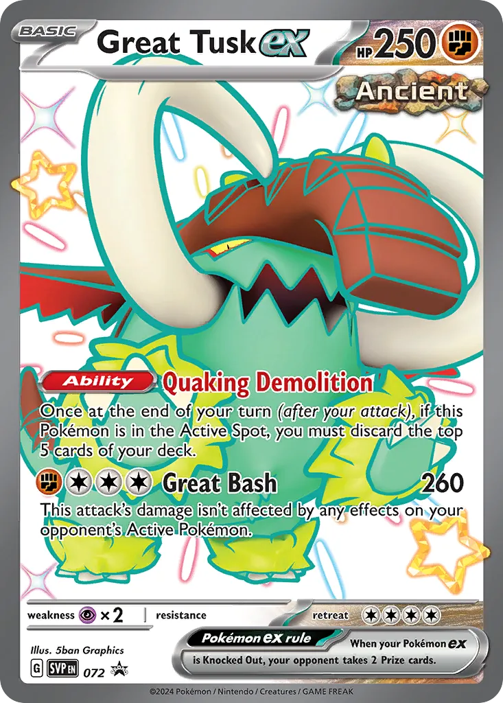 2023 Scarlet & Violet Black Star Promos Great Tusk ex #072/215 card image
