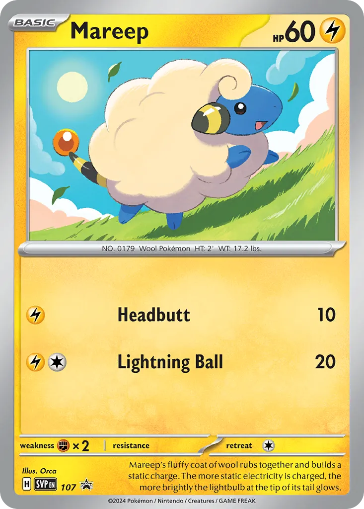 2023 Scarlet & Violet Black Star Promos Mareep #107/215 card image