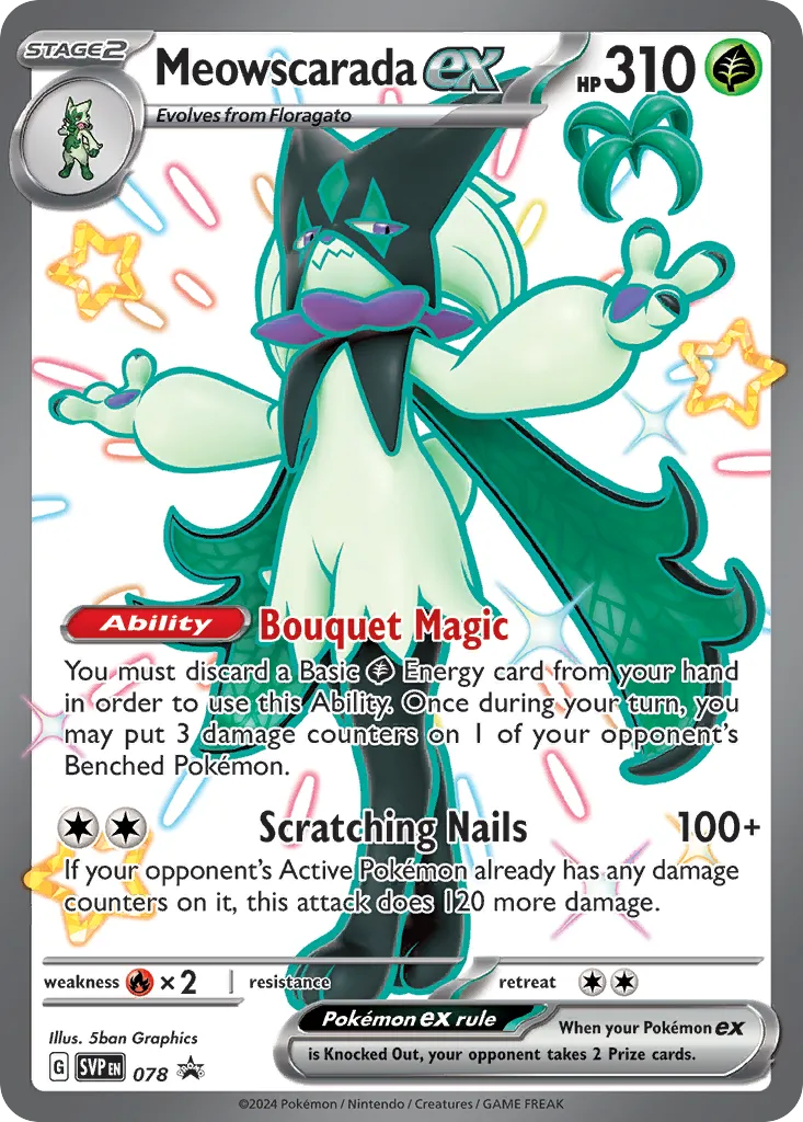 2023 Scarlet & Violet Black Star Promos Meowscarada ex #078/215 card image