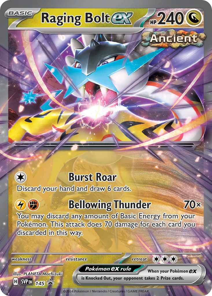 2023 Scarlet & Violet Black Star Promos Raging Bolt ex #145/215 card image