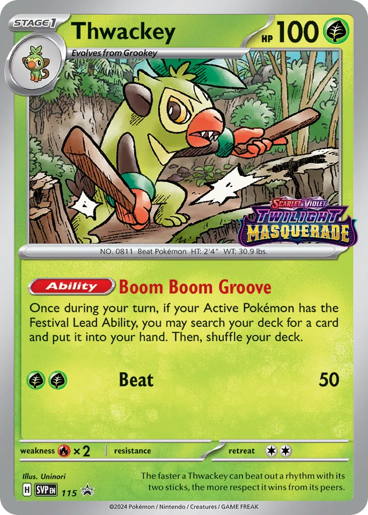 2023 Scarlet & Violet Black Star Promos Thwackey #115/215 card image