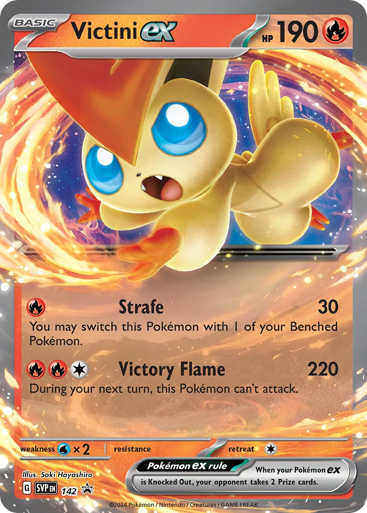 2023 Scarlet & Violet Black Star Promos Victini ex #142/215 card image