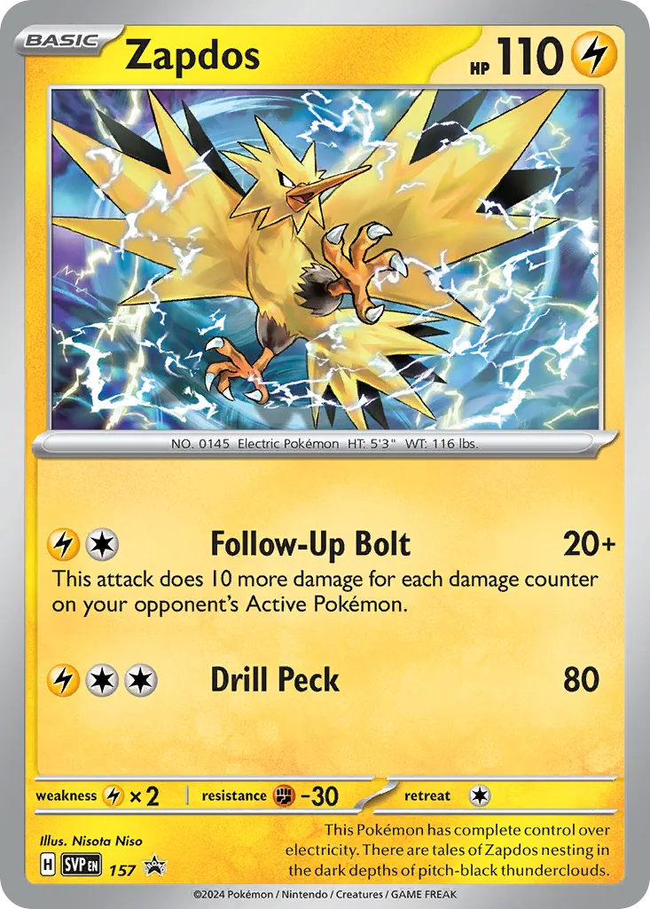 2023 Scarlet & Violet Black Star Promos Zapdos #157/215 card image
