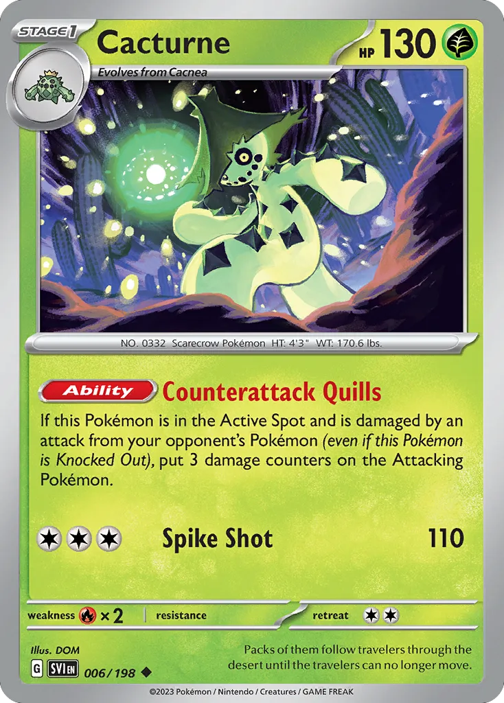 2023 Scarlet & Violet Cacturne #006/198 Uncommon card image