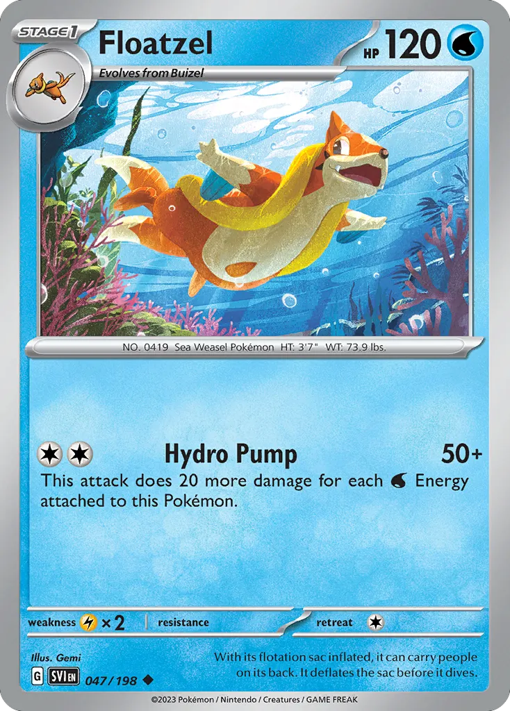 2023 Scarlet & Violet Floatzel Uncommon #047/198 Uncommon card image