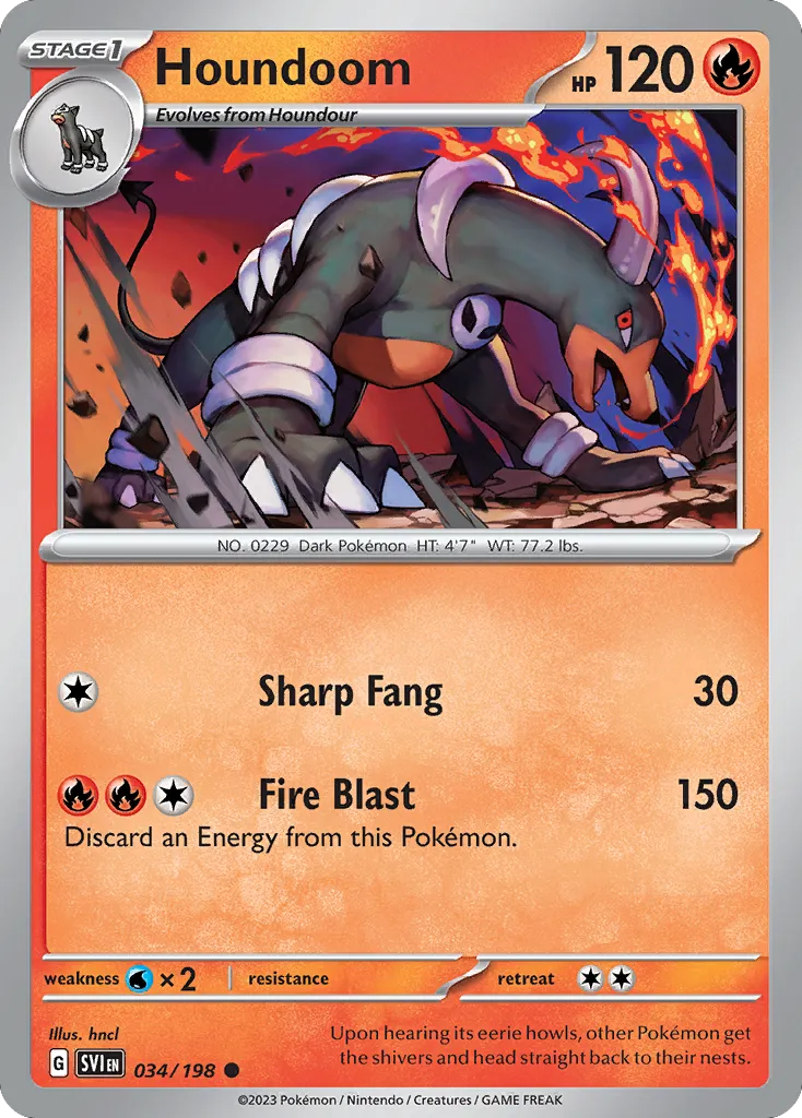 2023 Scarlet & Violet Houndoom Common #034/198 Common card image