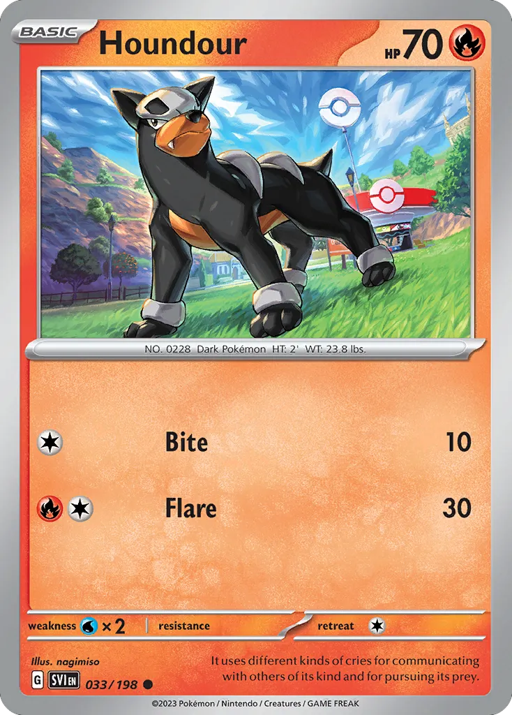 2023 Scarlet & Violet Houndour #033/198 Common card image