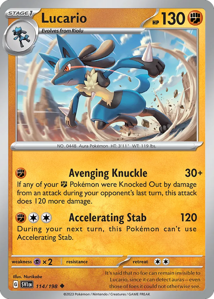 2023 Scarlet & Violet Lucario #114/198 Uncommon card image