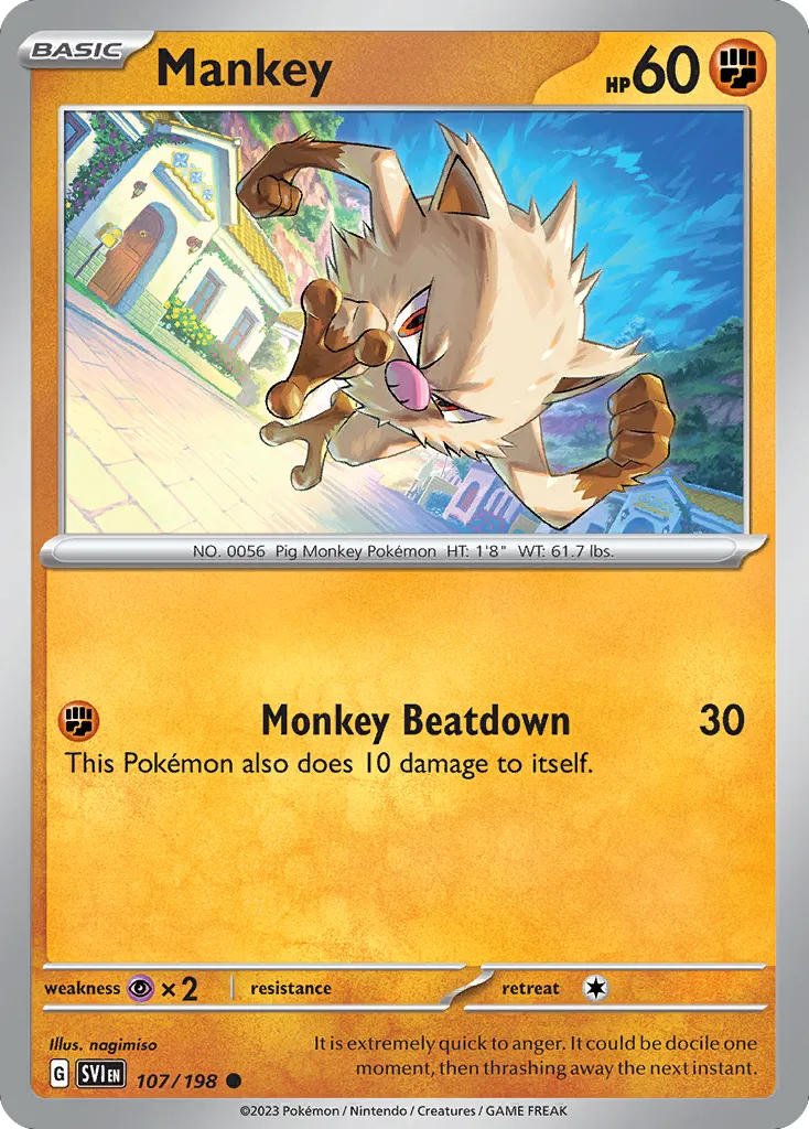 2023 Scarlet & Violet Mankey #107/198 Common card image