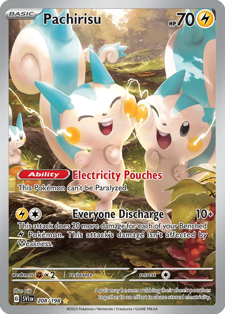 2023 Scarlet & Violet Pachirisu #208/198 Illustration Rare card image