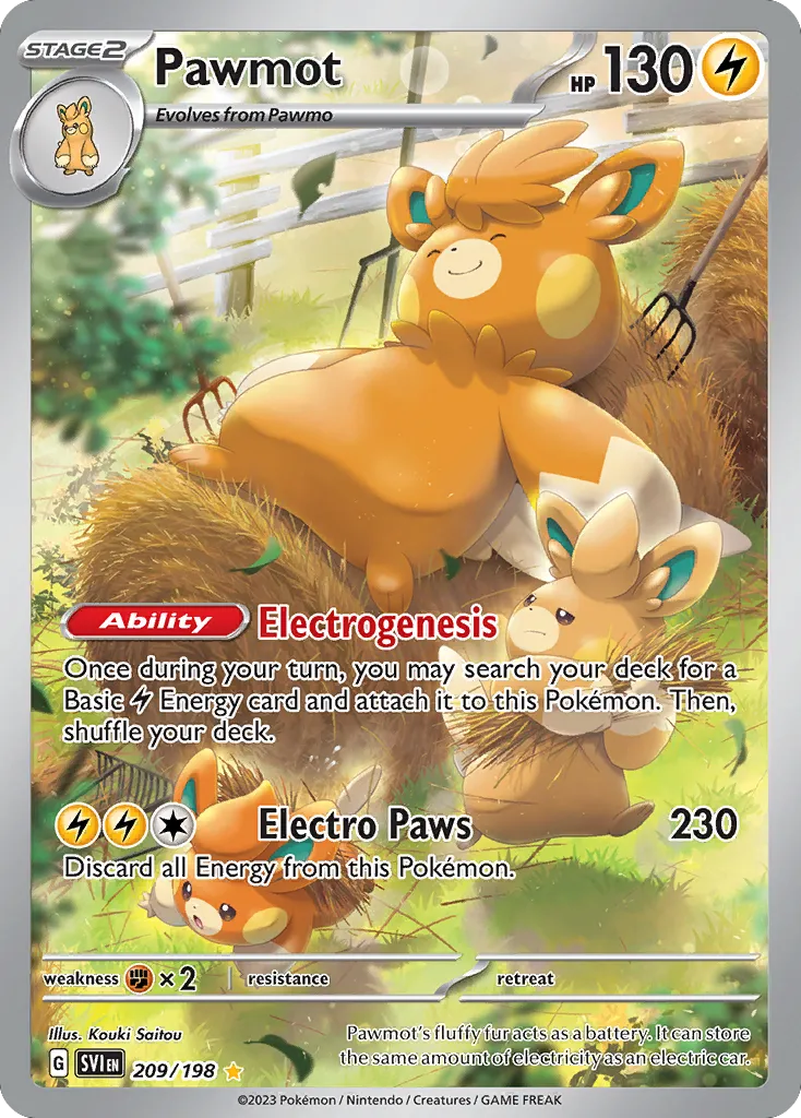 2023 Scarlet & Violet Pawmot #209/198 Illustration Rare card image