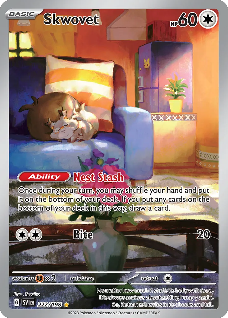2023 Scarlet & Violet Skwovet #222/198 Illustration Rare card image