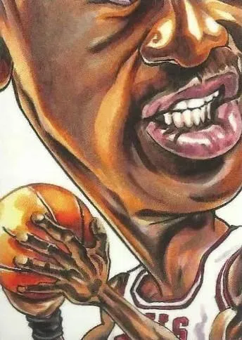 2023 T. Breyer Unique Crazy Caricatures Sketch & Trading Card Collection Michael Jordan GOAT Puzzle #G5 card image