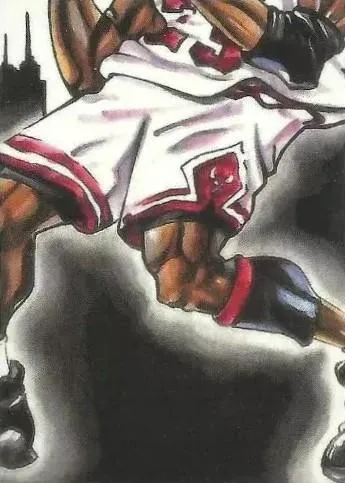 2023 T. Breyer Unique Crazy Caricatures Sketch & Trading Card Collection Michael Jordan GOAT Puzzle #G8 card image