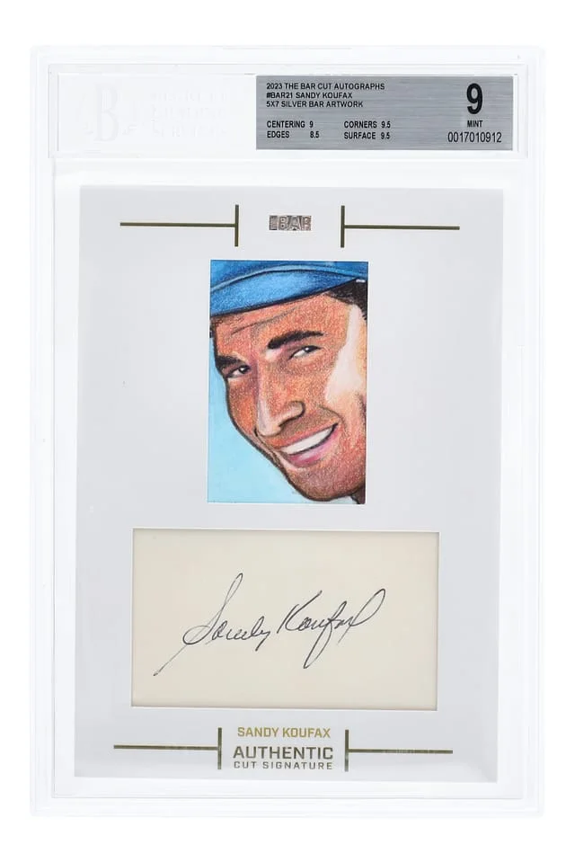 2023 The Bar Cut Autographs 5x7 Silver Bar Artwork Sandy Koufax #BAR21 card image