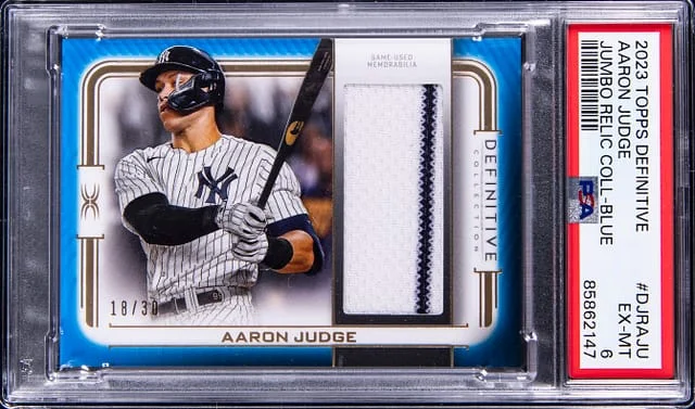 2023 Topps Aaron Judge Definitive Jumbo Relic Collection Blue #DJRAJU card image