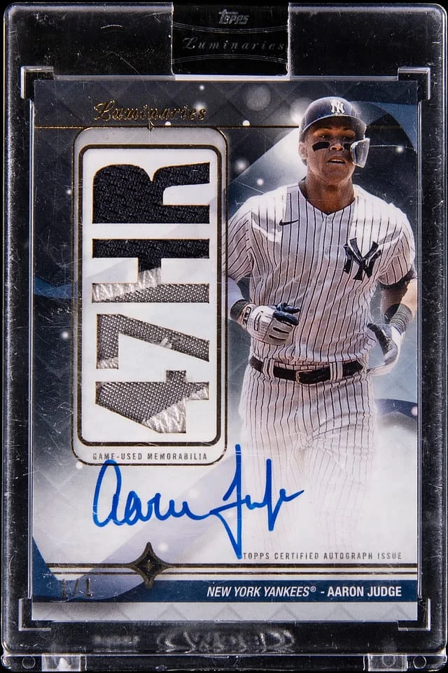 2023 Topps Aaron Judge Luminaries Home Run Kings Autograph Relic #HRKAR-AJ2 card image