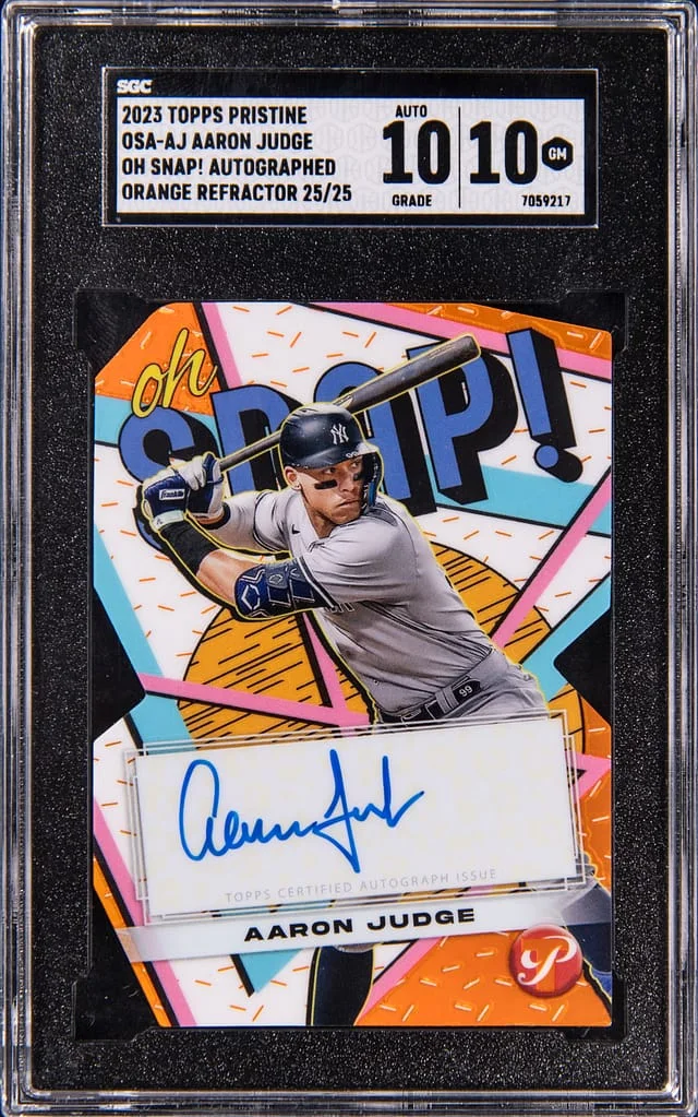 2023 Topps Aaron Judge Pristine Oh Snap! Autographed Orange Refractor #OSA-AAJ card image