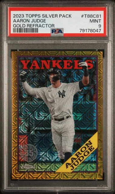 2023 Topps Aaron Judge Silver Pack 1988 Chrome Promo Gold #T88C81 card image