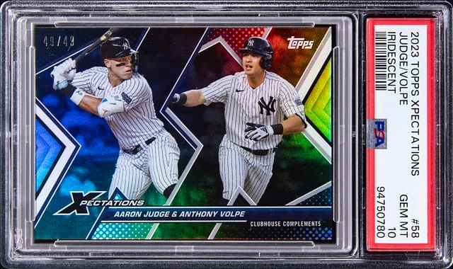 2023 Topps Aaron Judge/Anthony Volpe Xpectations Iridescent Refractor #58 card image