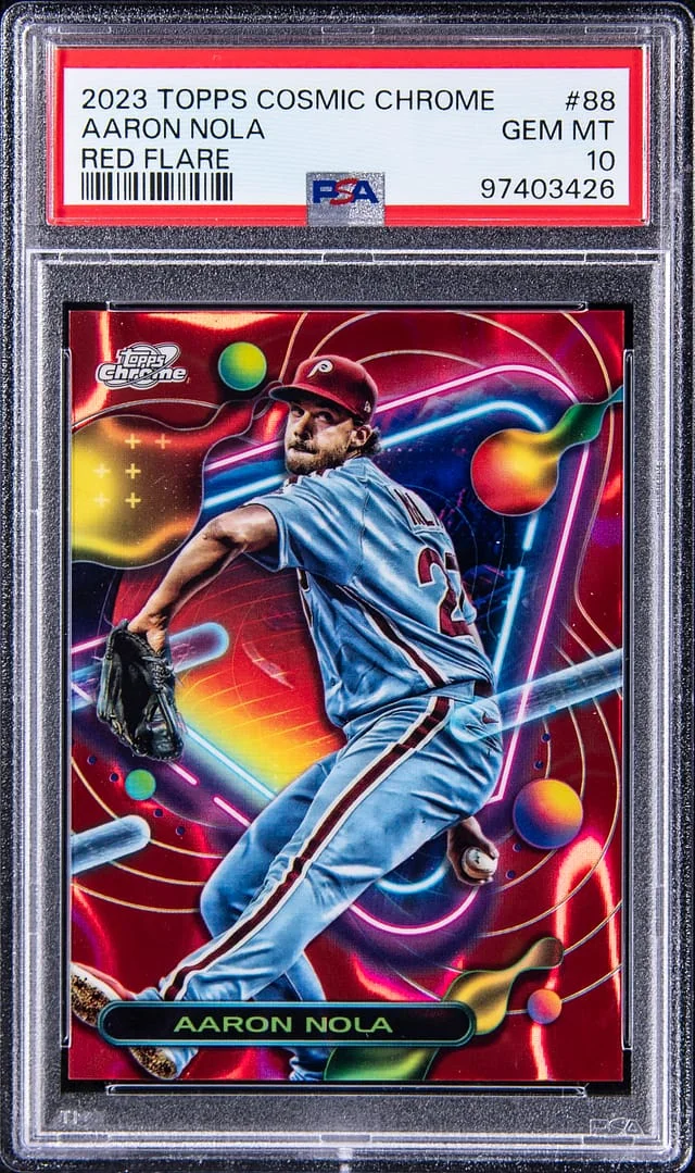 2023 Topps Aaron Nola Cosmic Chrome Red Flare Refractor #88 card image