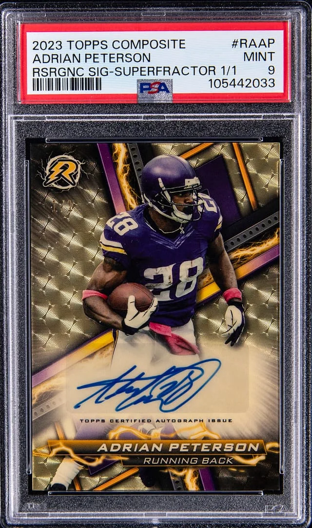 2023 Topps Adrian Peterson Composite Resurgence Signatures SuperFractor #RA-AP card image