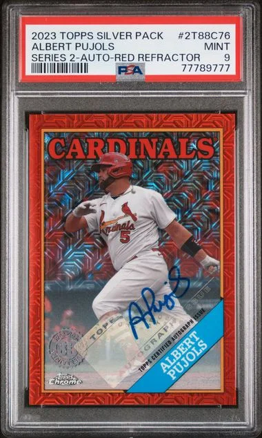 2023 Topps Albert Pujols Silver Pack 1988 Chrome Promo Series 2-Autograph-Red Refractor #2T88C76 card image
