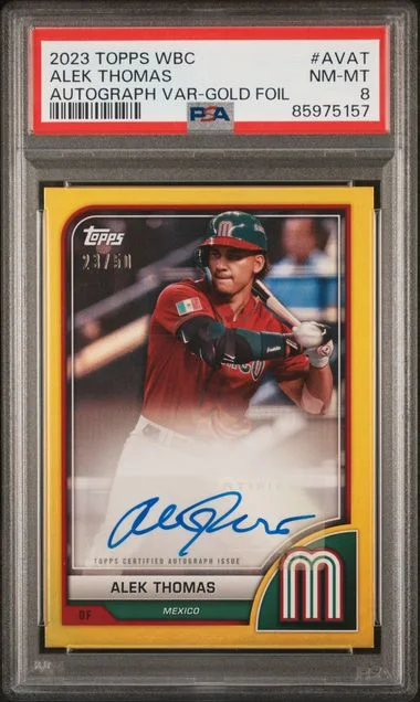 2023 Topps Alek Thomas World Baseball Classic Autograph Variations Gold Foil #AVAT card image