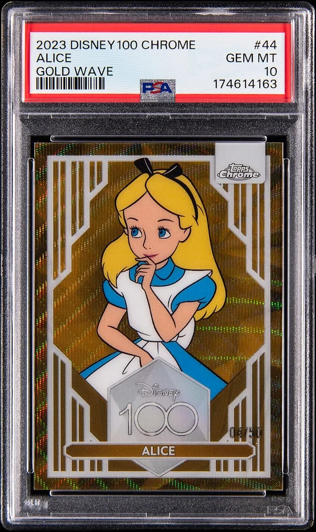 2023 Topps Alice Disney 100 Chrome Gold Wave #44 card image