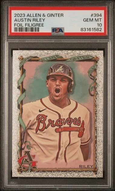 2023 Topps Allen & Ginter Austin Riley Foil Filigree #394 card image