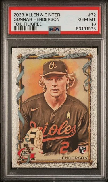 2023 Topps Allen & Ginter Gunnar Henderson Foil Filigree #72 card image