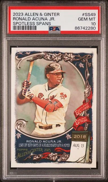 2023 Topps Allen & Ginter Ronald Acuna Jr. Spotless Spans #SS49 card image