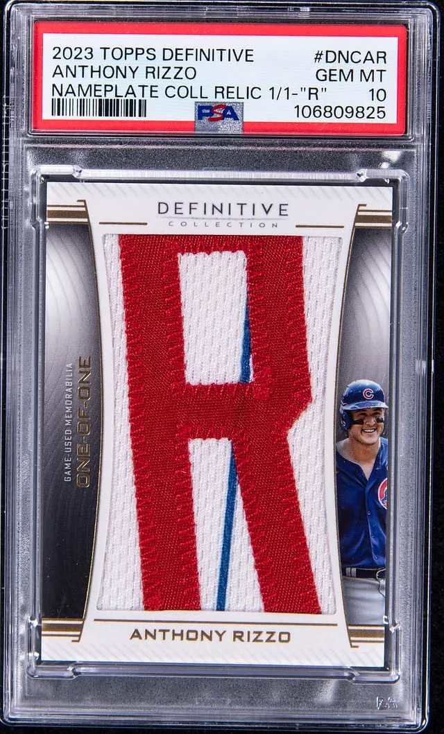 2023 Topps Anthony Rizzo Game-Used Definitive Collection Nameplate Relic R #DNC-AR card image