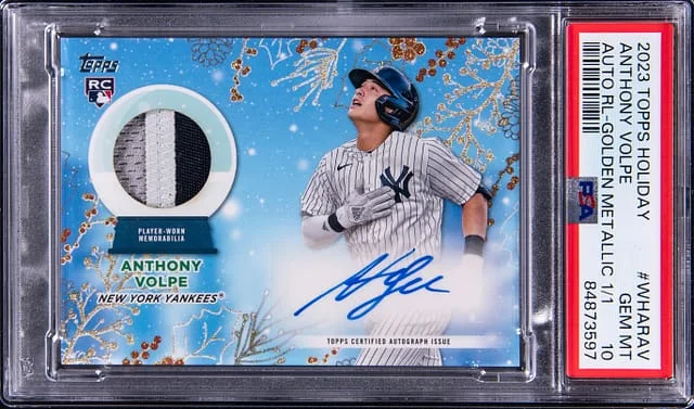 2023 Topps Anthony Volpe Holiday Walmart Autograph Relic #WHAR-AV card image